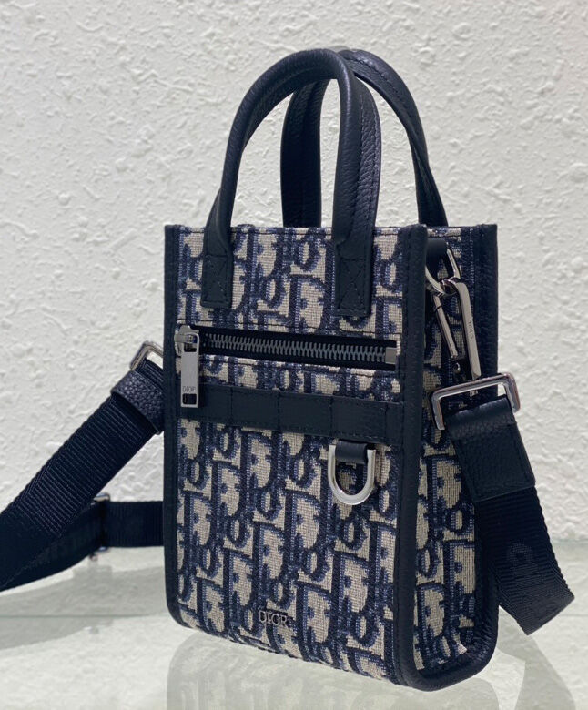 Christian Dior Safari North-South Mini Tote Bag Dark Blue